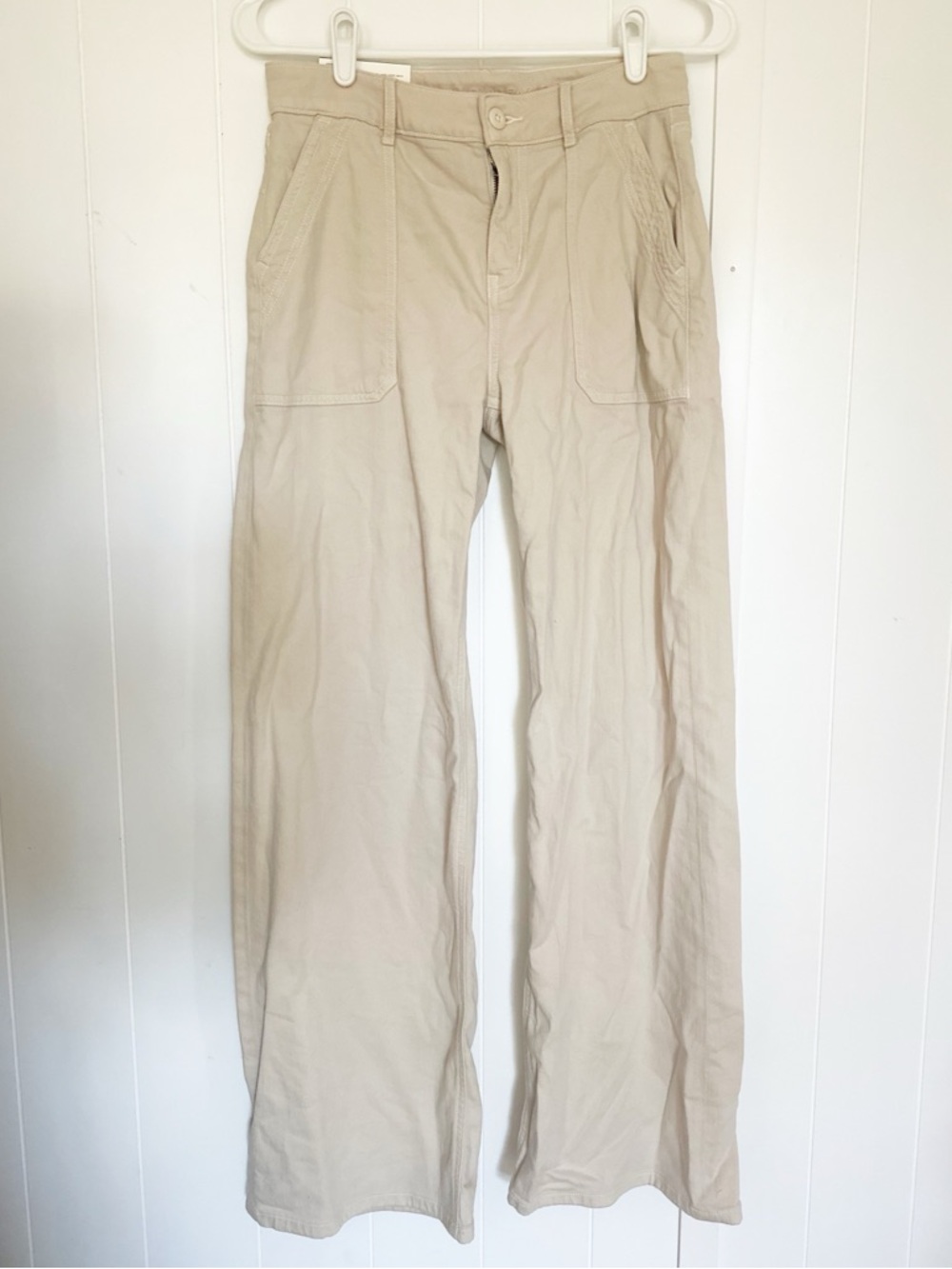 American eagle super high rise baggy wide leg pants tan